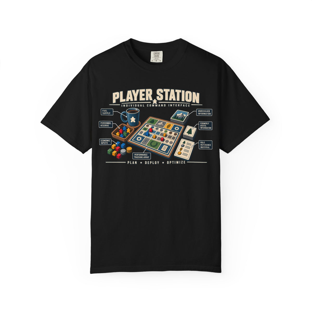 Player Station Technical Diagram Board Game T-Shirt