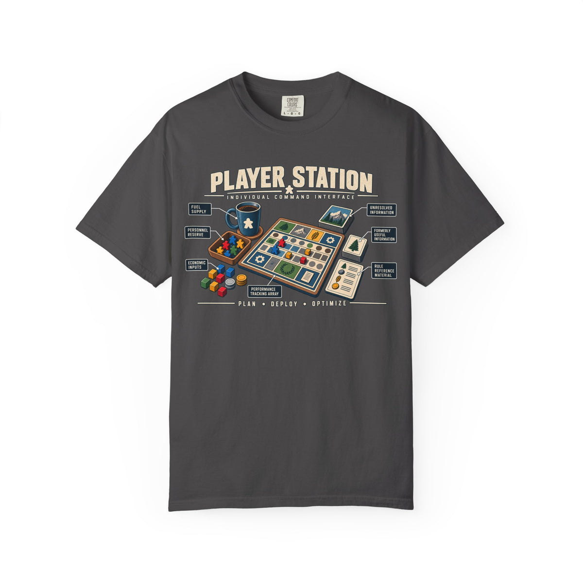 Player Station Technical Diagram Board Game T-Shirt