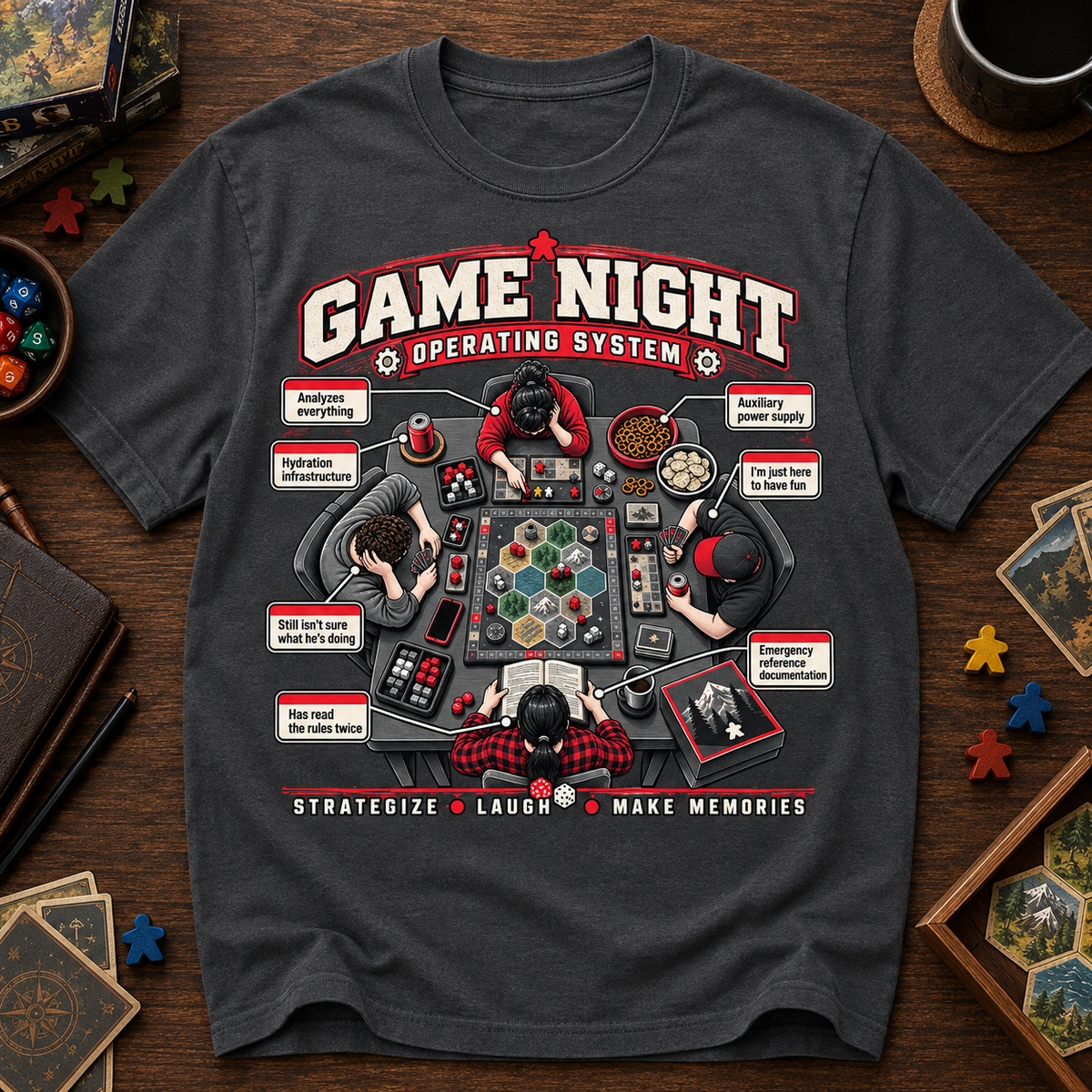 Game Night Operating System Diagram T-Shirt