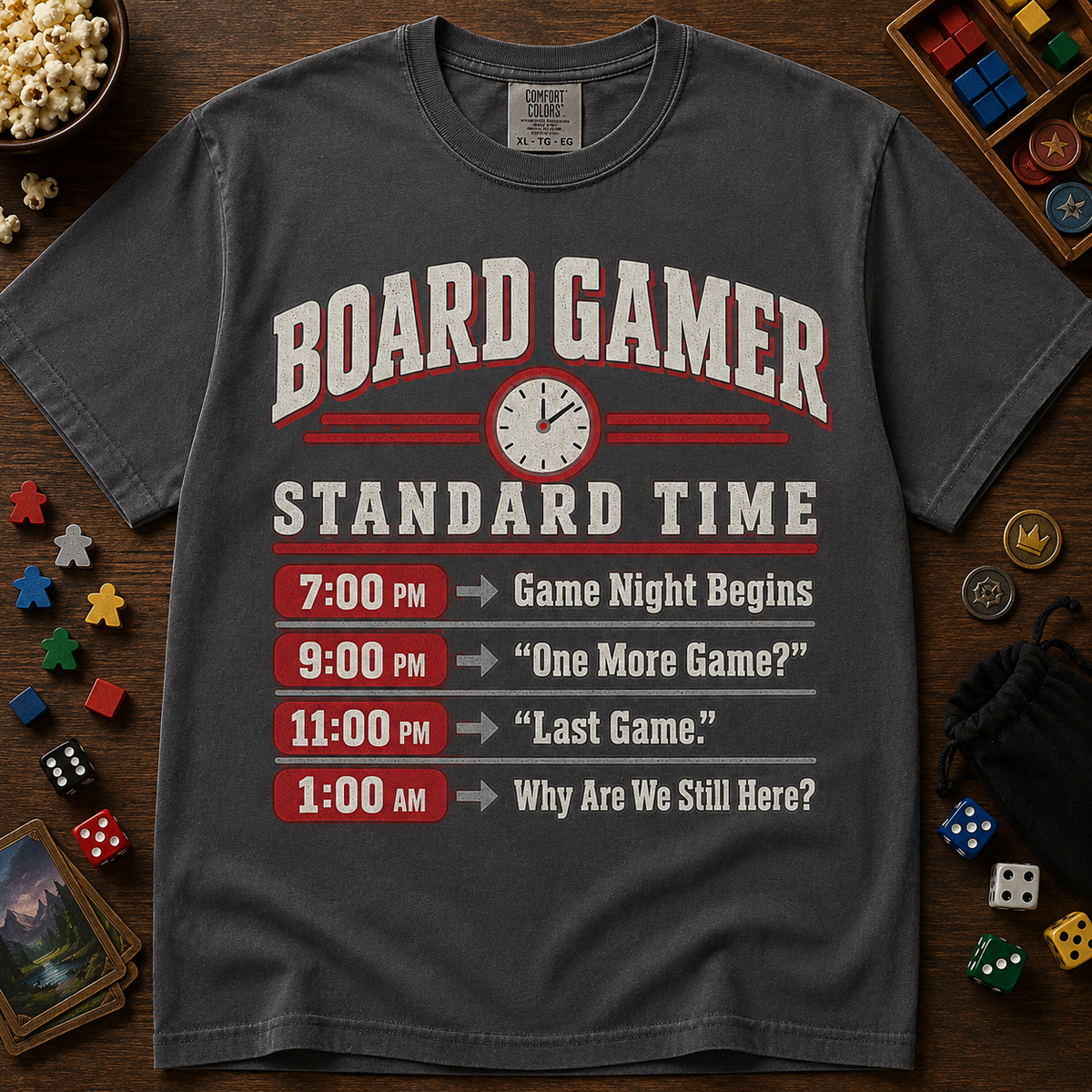Board Gamer Standard Time Table T-Shirt