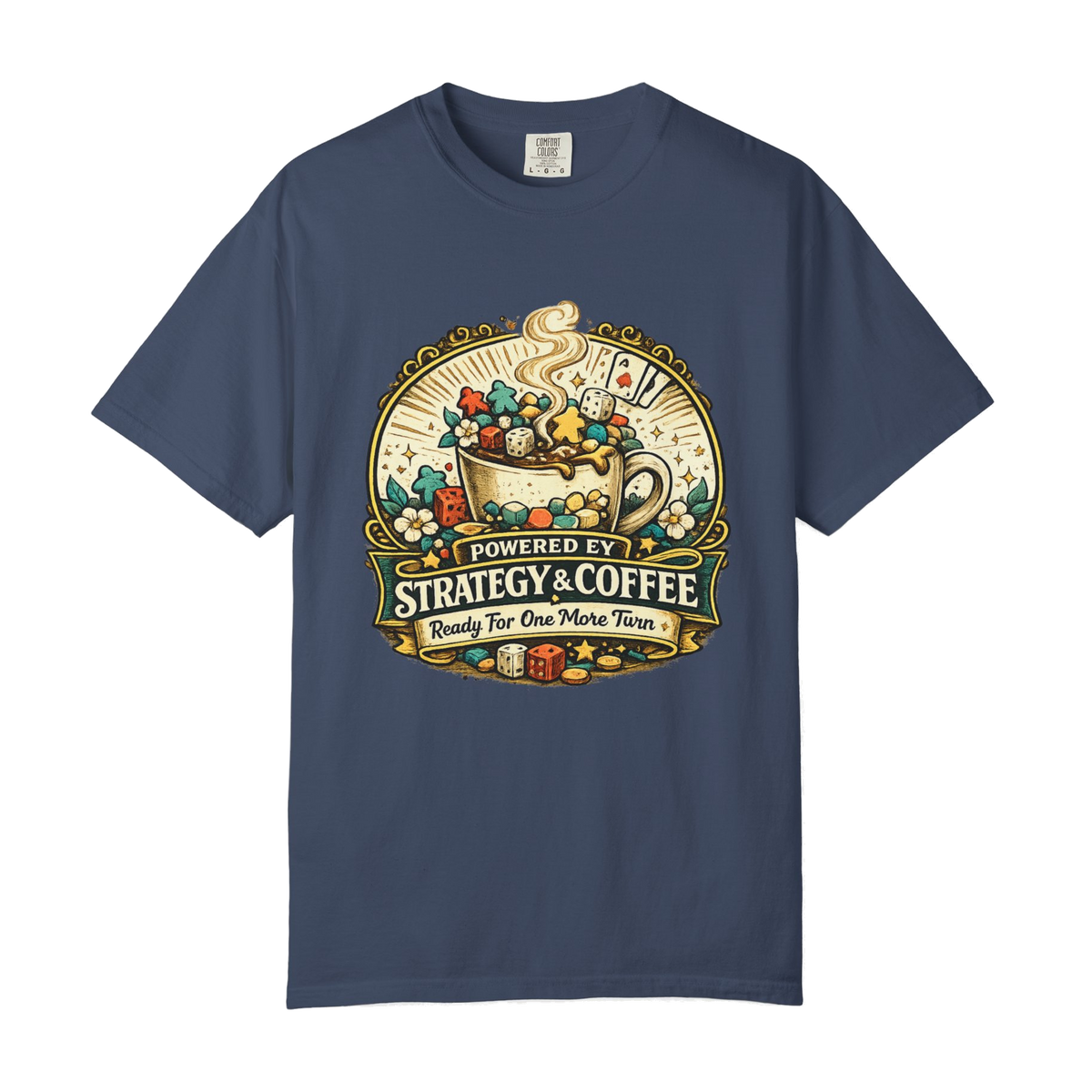 Powered by Strategy and Coffee Board Game T-Shirt