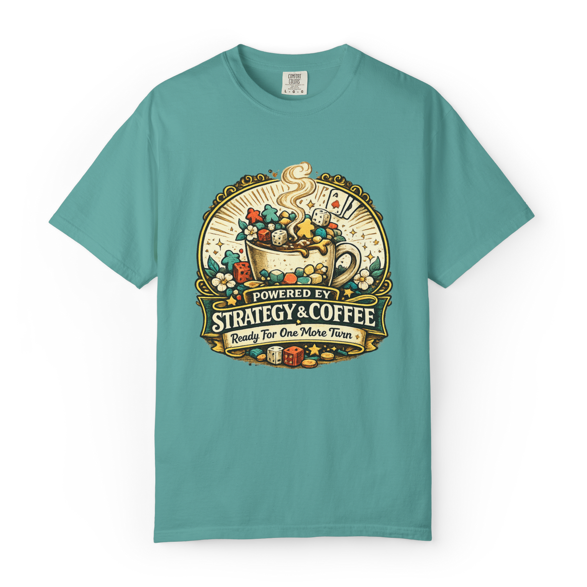 Powered by Strategy and Coffee Board Game T-Shirt